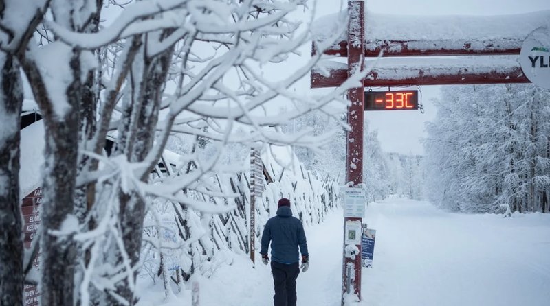 Temperaturerna är mycket låga i finska Lappland. Bild från fredagen. Foto: Satu Renko via AP/TT